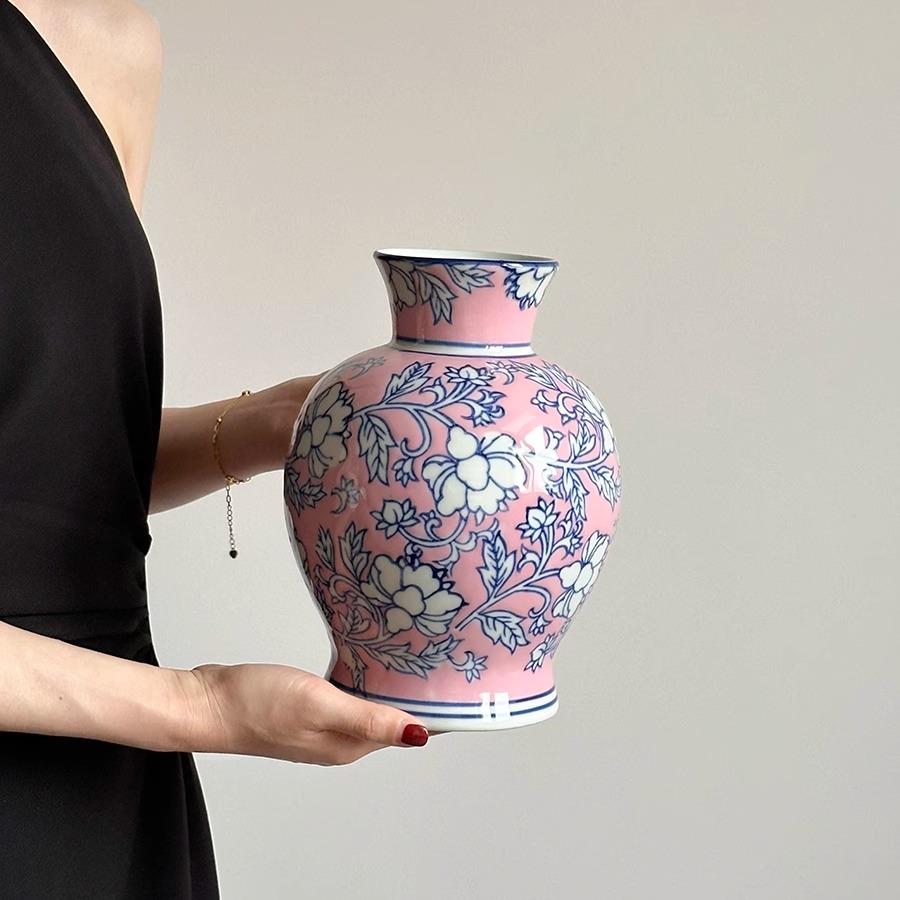 轻奢高级青花瓷陶瓷花瓶摆件客厅插客厅桌面摆件陶罐花器水培绿植