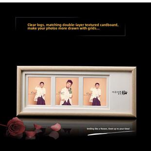 创意北欧木质双框三框组合相框儿童摆台5寸3宫格6寸810寸卡纸画框