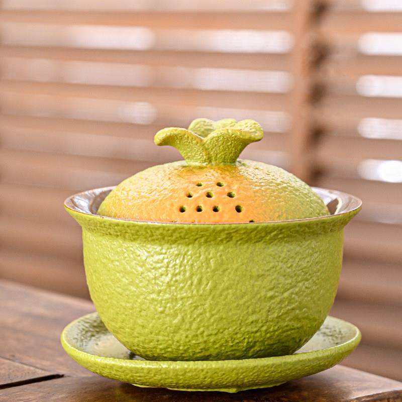 橘子盖碗家用功夫茶具三才盖碗创意大桔大利茶碗功夫茶道茶杯单品,餐饮具,盖碗,淘宝优惠券,粉丝福利购,淘宝优惠卷