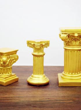 新款婚庆道具金色罗马柱摆件创意客厅酒柜办公室样板房软装饰摆设
