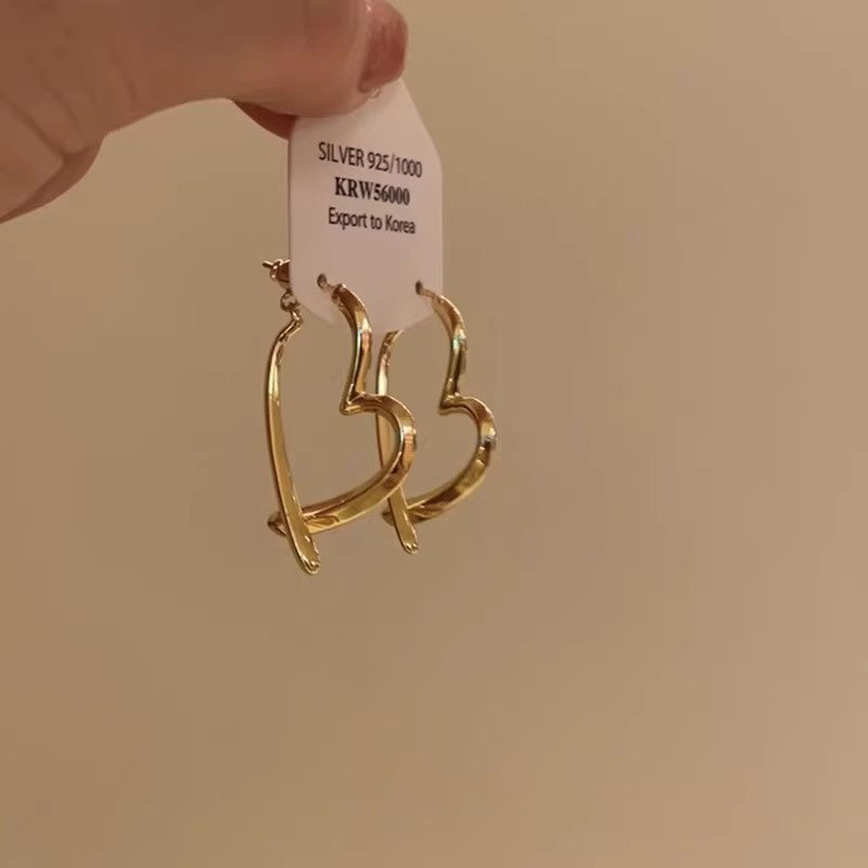 冷淡风金属交叉爱心耳环女小众独特后挂饰秋冬高级感时尚气质耳饰
