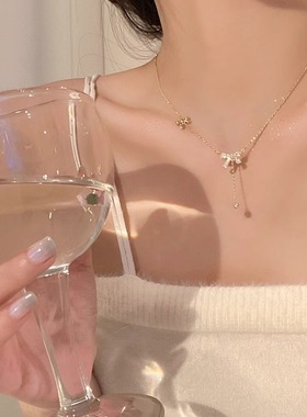 蝴蝶结流苏项链女款2025新款爆款