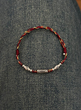 新中式复古锦鲤串珠红绳手链女款