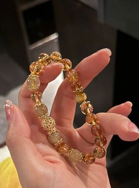 招财转运黄水晶手链轻奢小众精致