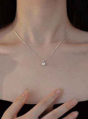 单颗珍珠吊坠项链轻奢小众高级感