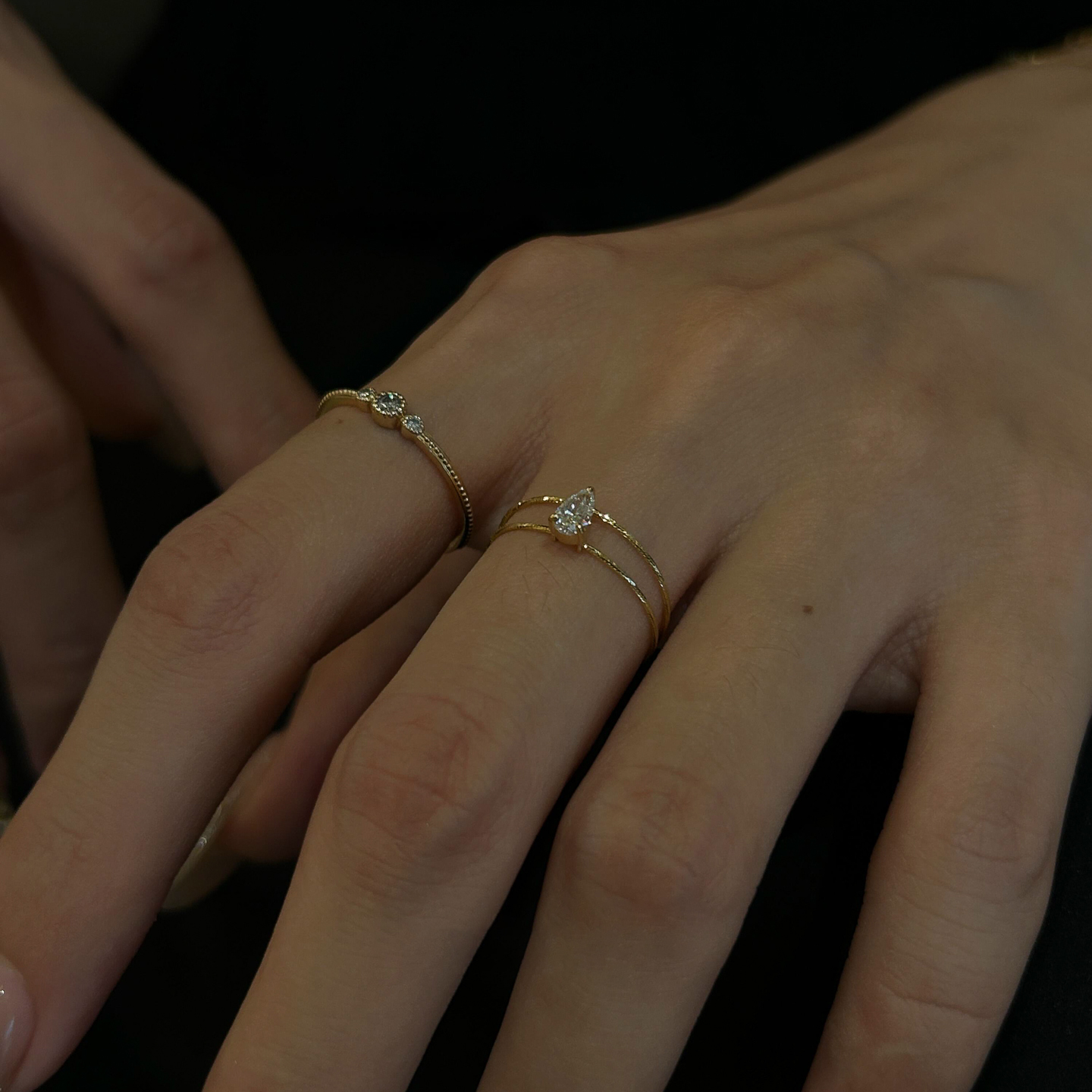 极简线条水滴戒指轻奢高级感叠戴