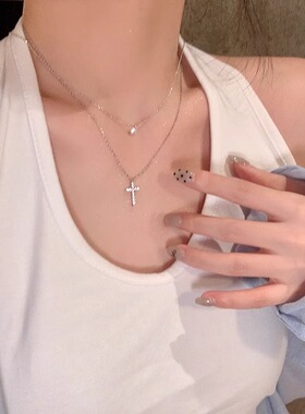 闪锆十字架项链女款2026新款爆款