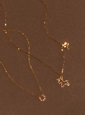 爆闪金色镂空小马圆牌项链女2026