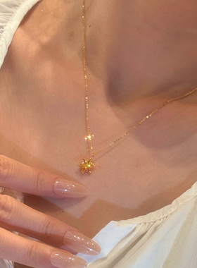 爆闪金色雪花吊坠项链女2025新款