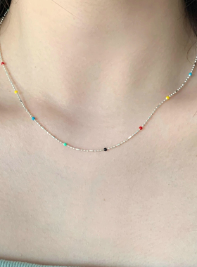 多巴胺彩色豆豆项链女款2025新款