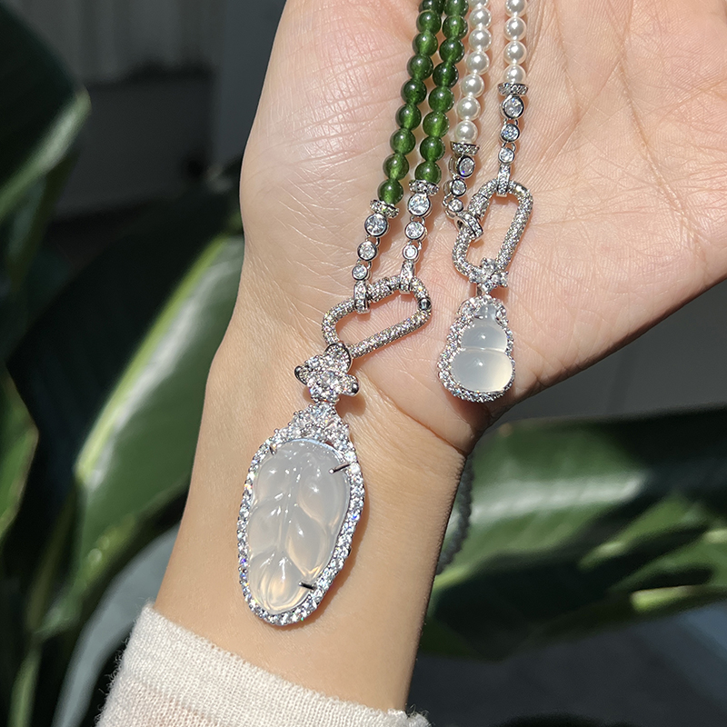 新中式国潮高冰玉髓项链轻奢小众