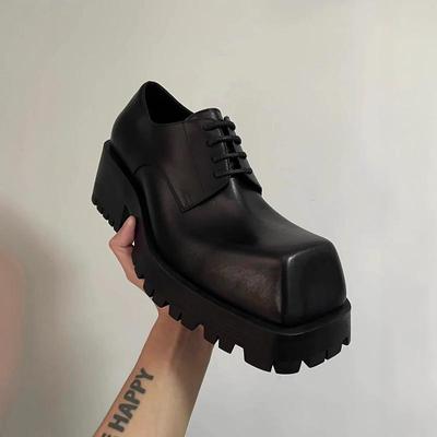 巴黎大翘头厚底方头小众皮鞋男女增高跟百搭英伦德比鞋发型师潮鞋