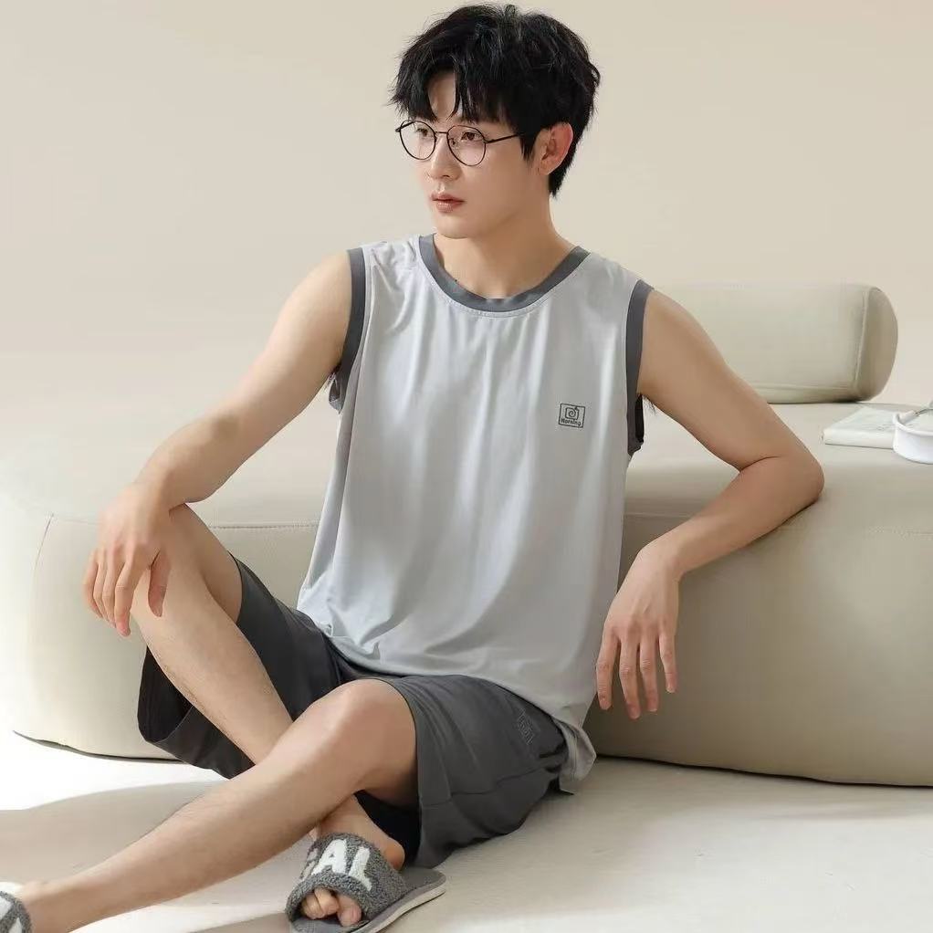 保罗凉感莫代尔男士睡衣夏季背心