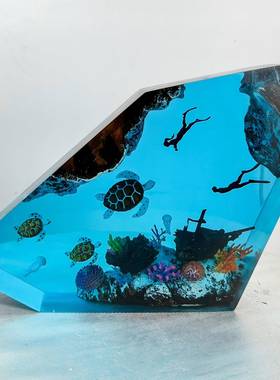 水母灯潜水员和海龟树脂灯给他的独特礼物周年纪念礼物海洋天堂灯