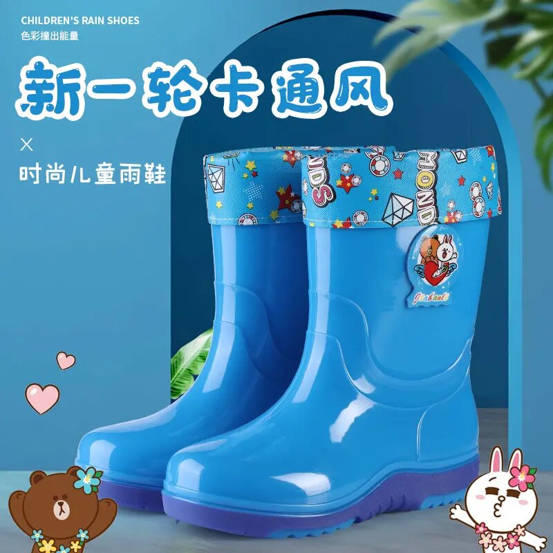 儿童加绒防滑防水雨靴