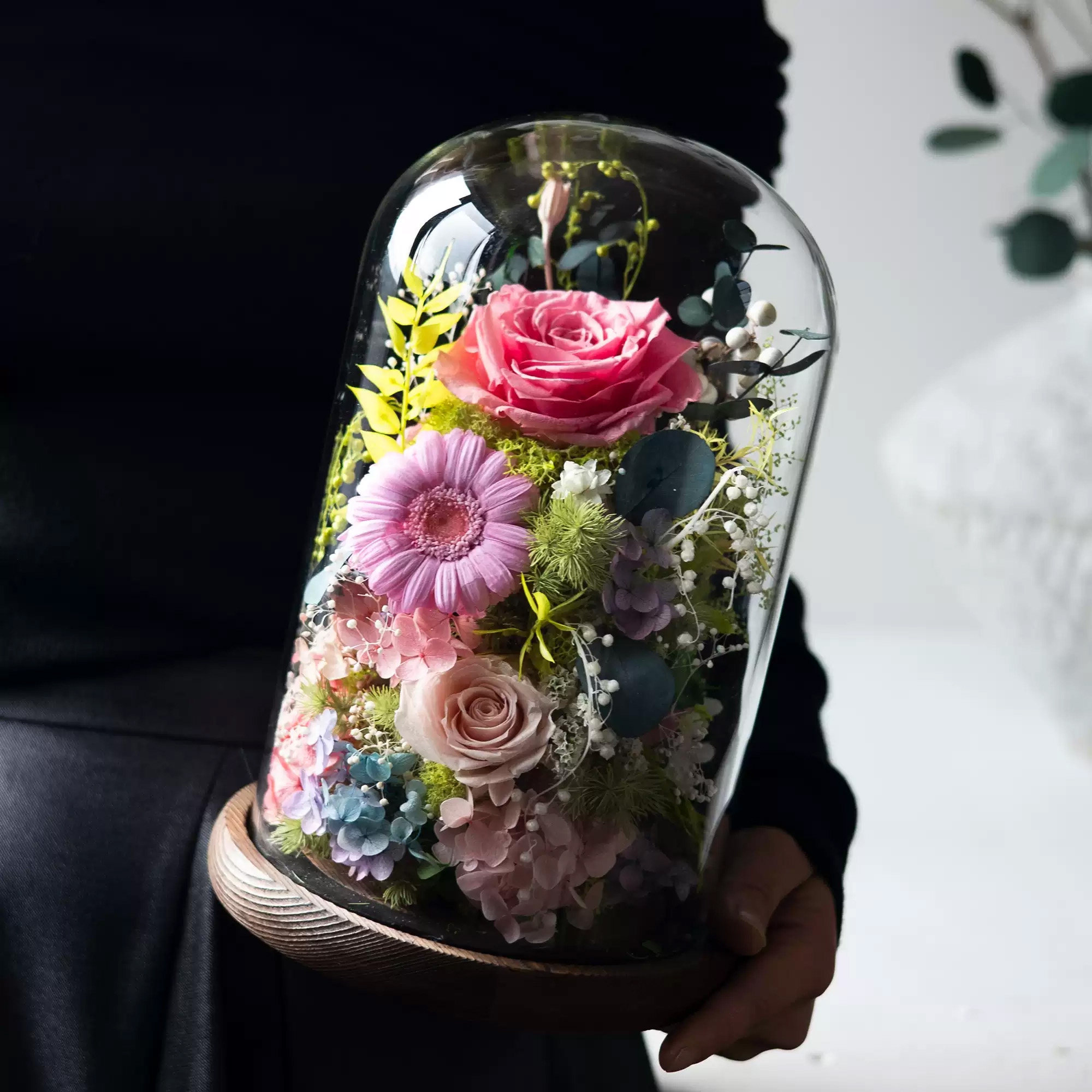 ArtRose紫色永生花玻璃罩灯礼物