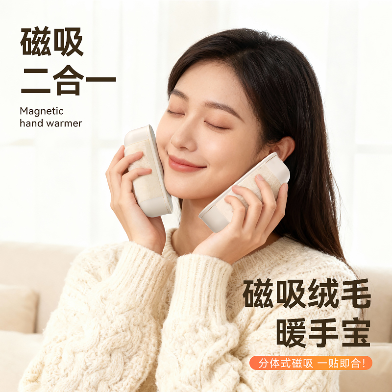笨笨马BIBIM磁吸绒布暖手宝充电式暖手神器掌心暖意便携保暖送礼