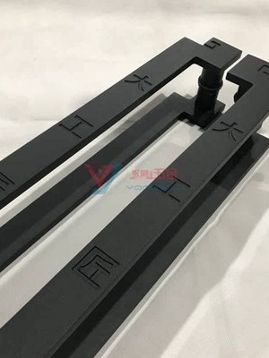 新品中式现代黑色有框玻璃门拉手酒店大门把手定做刻字木门推拉门