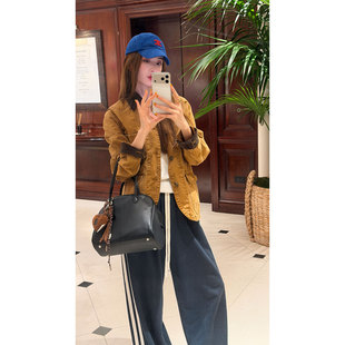 侧边条纹运动裤 卫裤 女新款 抽绳长裤 宽松休闲垂感阔腿裤 炽火火