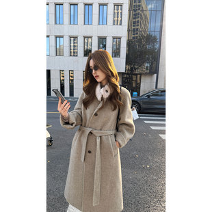 冬季 炽火火经典 中长款 毛呢大衣女2026新款 系带大衣 保暖高级感时尚