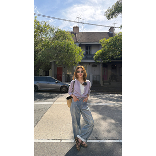 街头宽松显瘦百搭长裤 炽火火 美式 女新款 复古做旧磨破阔腿牛仔裤