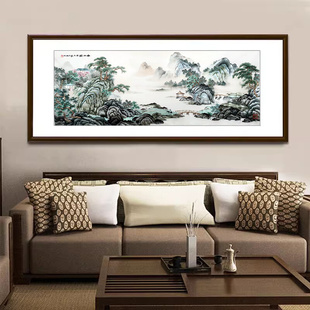 饰画办公室壁画 苏绣成品挂画客厅山水春山图高档苏州纯手工刺绣装