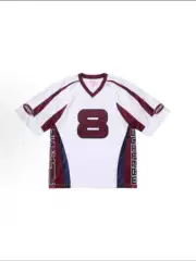 Co-Branded European and American Trendy Loose Mesh Logo Embroidered Short-Sleeved Football Jersey