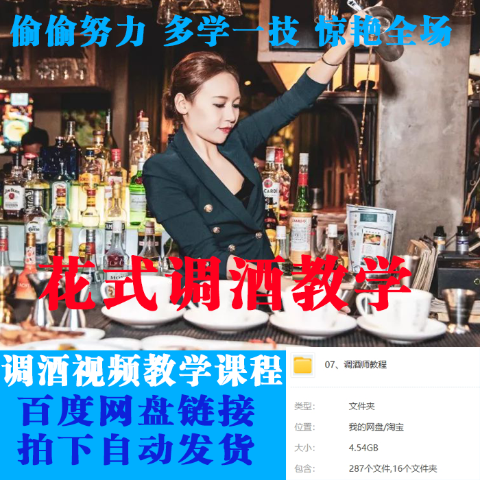花式调酒视频 调酒视频 调酒教学 大师调酒视频 调酒【自动发货】