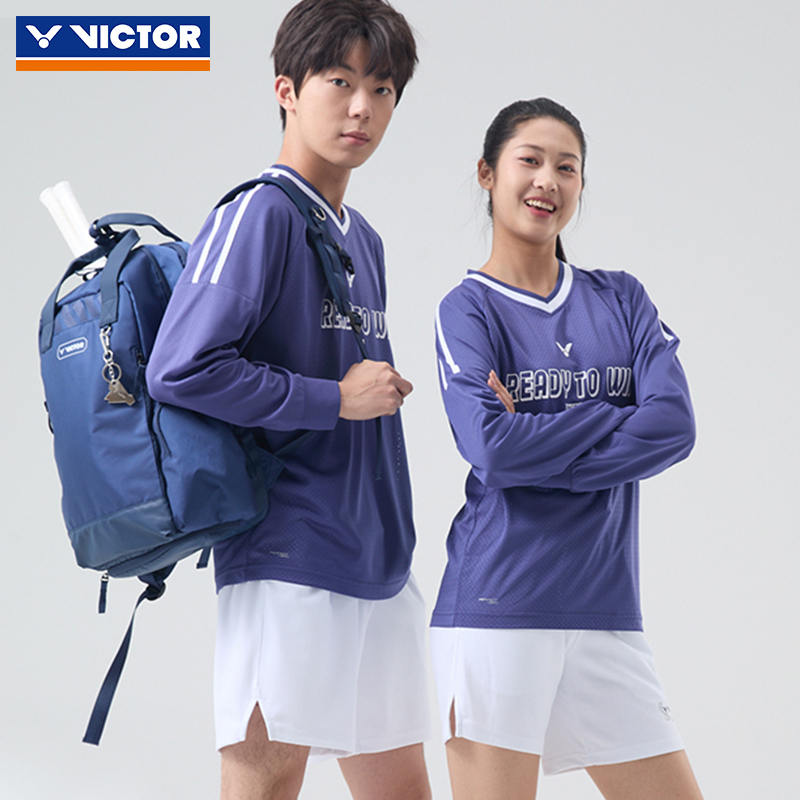 VICTOR胜利威克多羽毛球服男女款运动易干休闲舒适长袖T恤T-55102