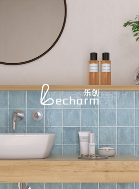 做旧蓝色渐变手工砖厨房卫生间瓷砖浴室吧台餐厅背景墙砖10x10