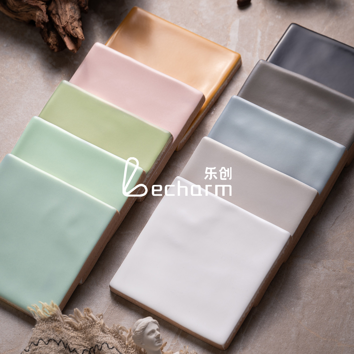 亮哑面渐变小瓷片卫生间厨房墙砖网红奶茶咖啡店瓷砖10x10小方砖,家装主材,釉面砖,淘宝优惠券,粉丝福利购,淘宝优惠卷