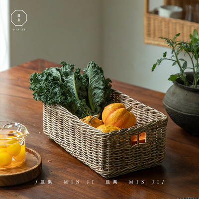 皿集天然植物真藤大小号收纳筐