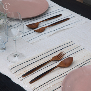 叕木皿集|餐具\日式木质勺子柚木黑檀木柄家用饭勺小汤勺用餐叉子