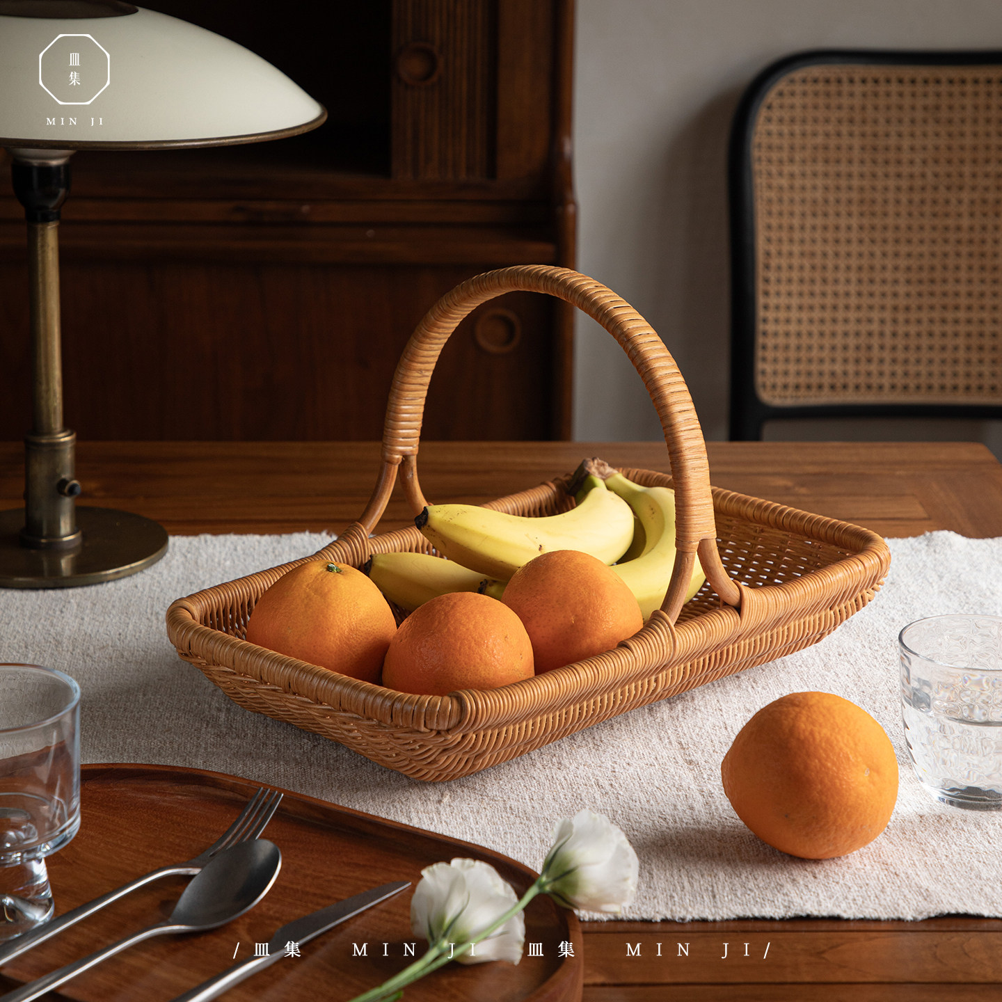 叕木皿集|天然植物藤艺手工编织手提水果蔬菜面包篮花艺收纳篮