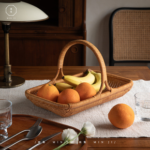 叕木皿集|天然植物藤艺手工编织手提水果蔬菜面包篮花艺收纳篮