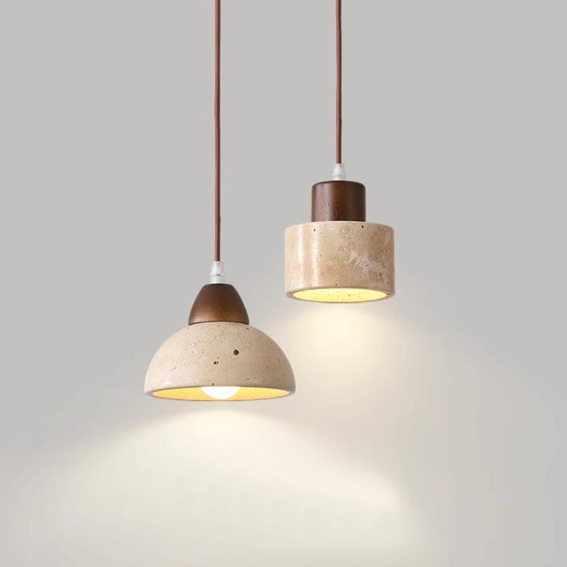北欧侘寂风黄洞石吊灯日式创意餐厅吊灯酒吧台吊灯家用卧室床头灯