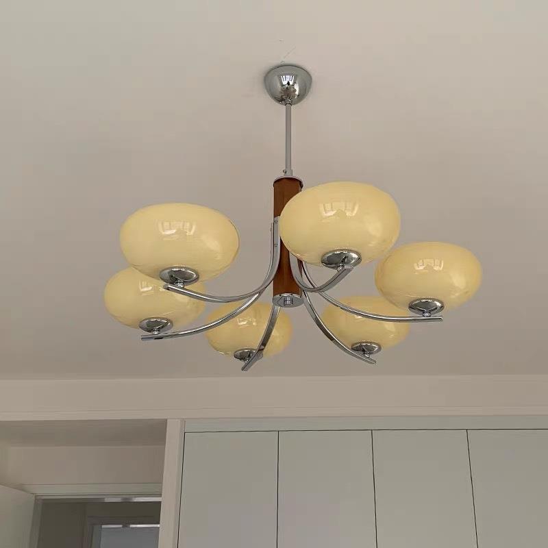 中古法式包豪斯实木客厅吊灯奶油风北欧复古餐厅卧室书房柿子吊灯