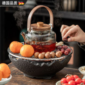 德国电陶炉煮茶器具全套烤奶烧水壶茶具套装 养生玻璃茶壶围炉煮茶
