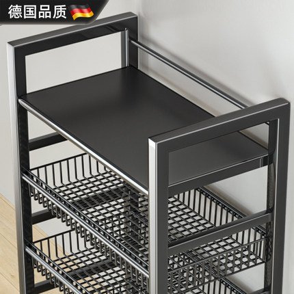 德国移动厨房菜篮子家用简易货架落地式多层蔬菜收纳多功能置物架