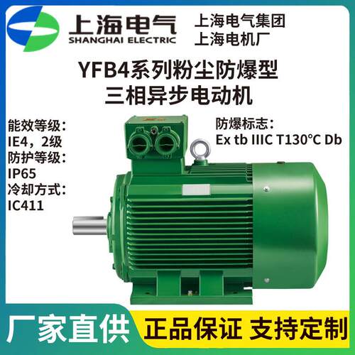 上海上电电机YFB4粉尘防爆电机380/660VExtbIIICT130℃Db粉尘