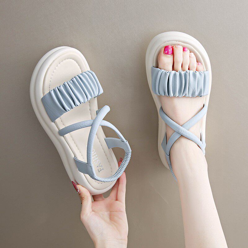 法式配裙子凉鞋女2026新款夏季外穿孕妇轻便软底防滑不累脚沙滩鞋