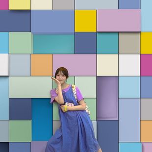 3d立体网红格子壁纸服装 店直播间墙布潮牌奶茶店打卡拍照背景墙纸