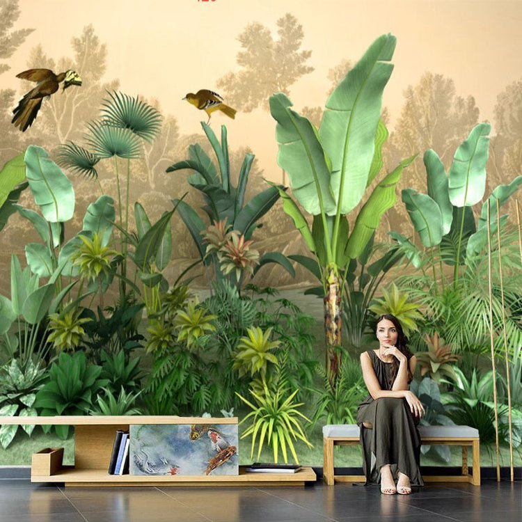 东南亚墙布热带雨林墙纸芭蕉壁布