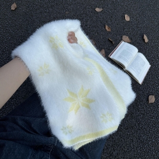 小雪花围巾女生仿貂毛围脖护颈冬季加厚保暖毛茸茸可爱2025新款