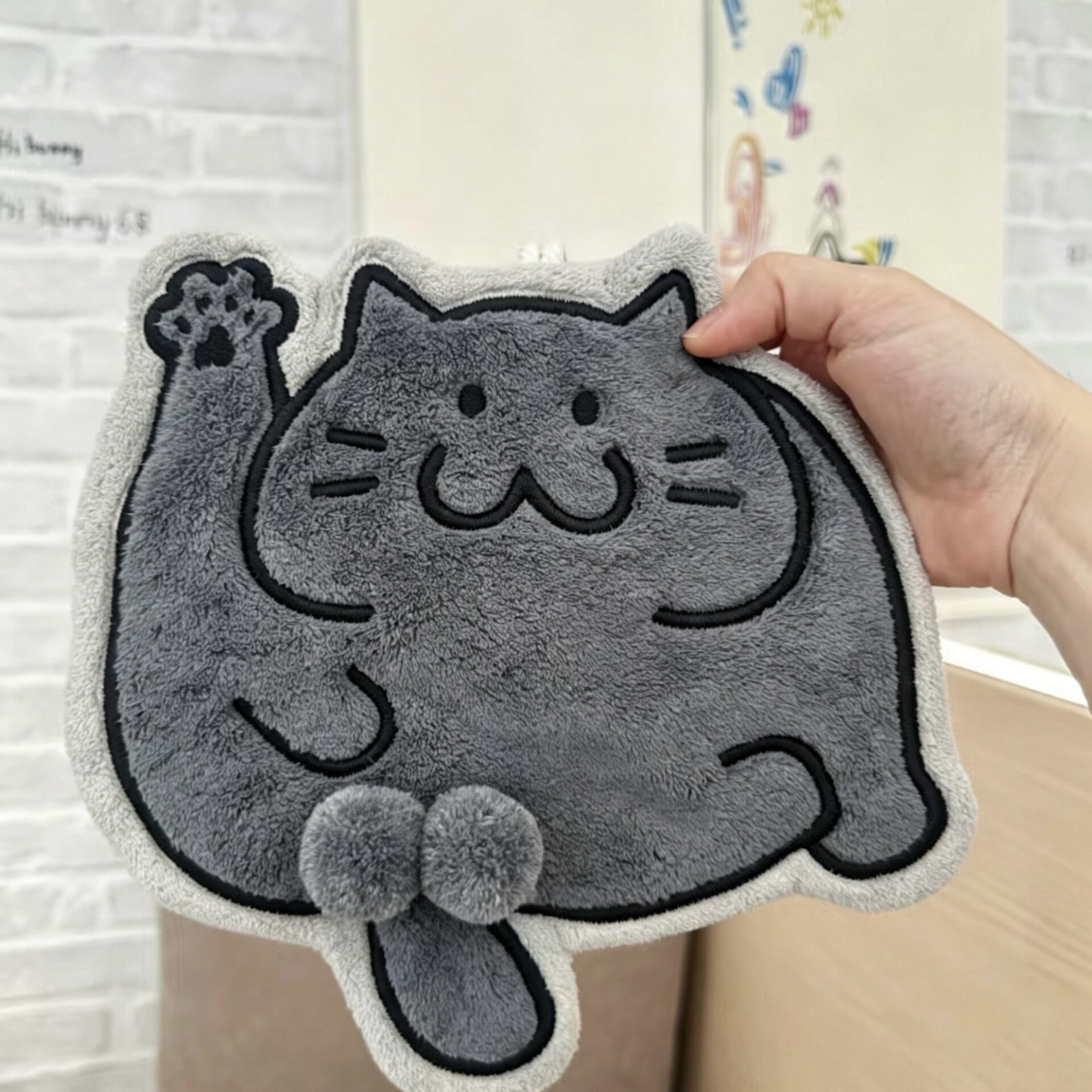 玩蛋小猫擦手巾悬挂式卫生间厨房小猫蓝猫吸水擦手巾高颜值毛巾