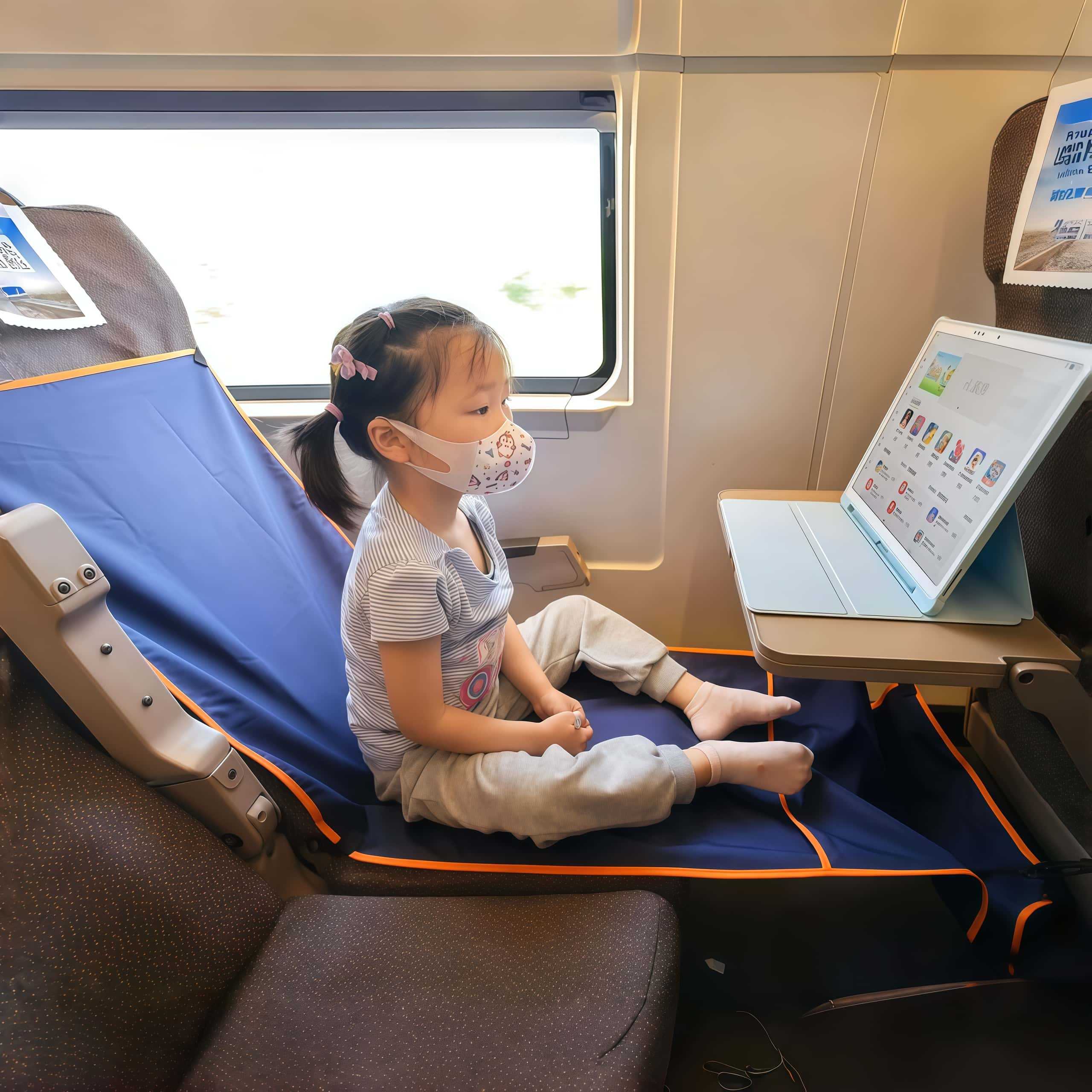 高铁神器!火车长途飞机睡觉神器充气脚垫儿童宝宝腰靠吊床隔脏