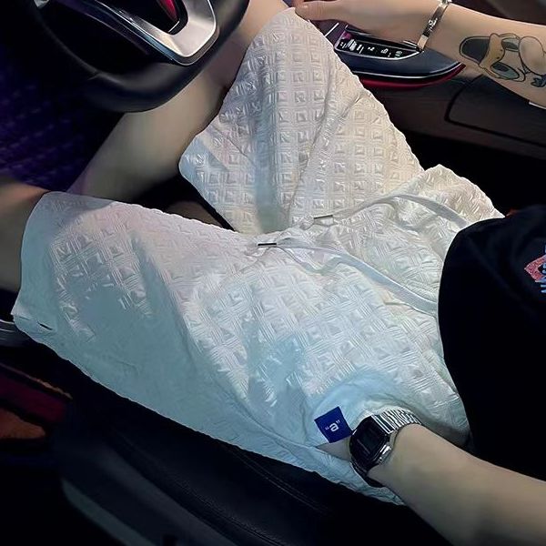 网红休闲短裤男夏季新款外穿直筒修身提花痞帅潮牌百搭五分裤子男