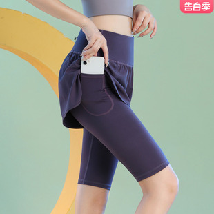 夏季假两件运动五分裤防走光户外专业跑步裤子女速干网红紧身裤