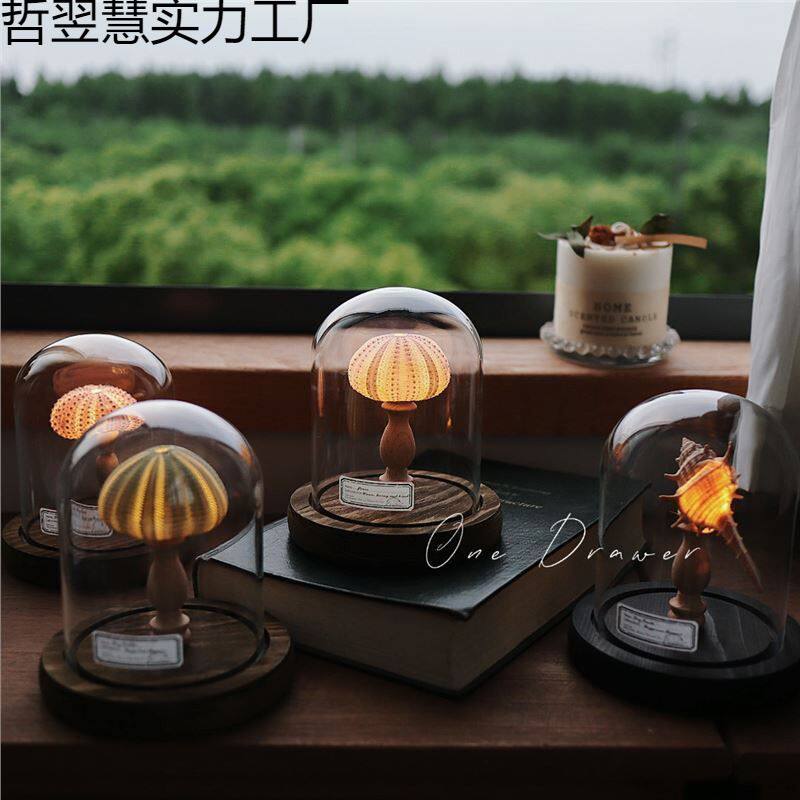 海洋海岛复古贝壳海胆海螺灯小夜灯摆件手工材料包中秋节