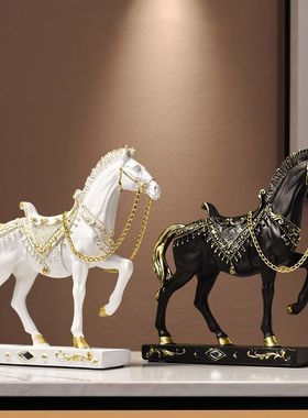 高颜值创意轻奢骏马摆件树脂贵族马匹艺术装饰品家居酒柜玄关摆设